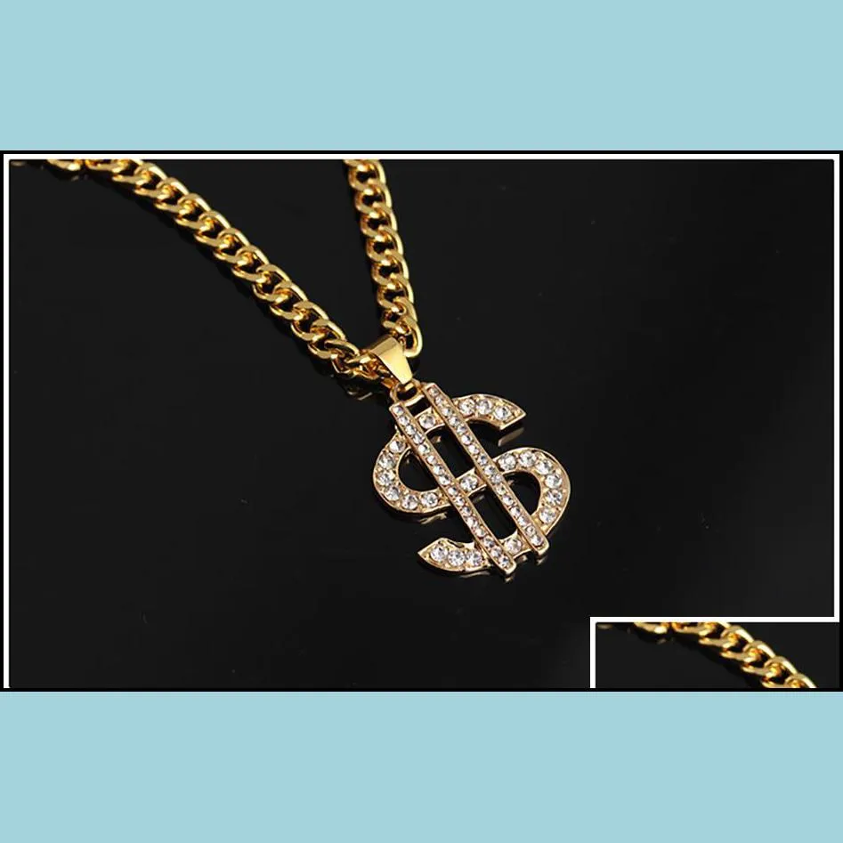 fashion dollar symbol necklace hiphop punk stainless steel necklaces for cool men statement charm sweater chain jewelry
