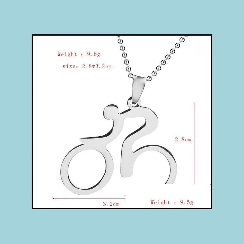 stainless steel punk bike pendant necklace for men women body building bicycle sports jewelry nice gifts cool cycling necklaces