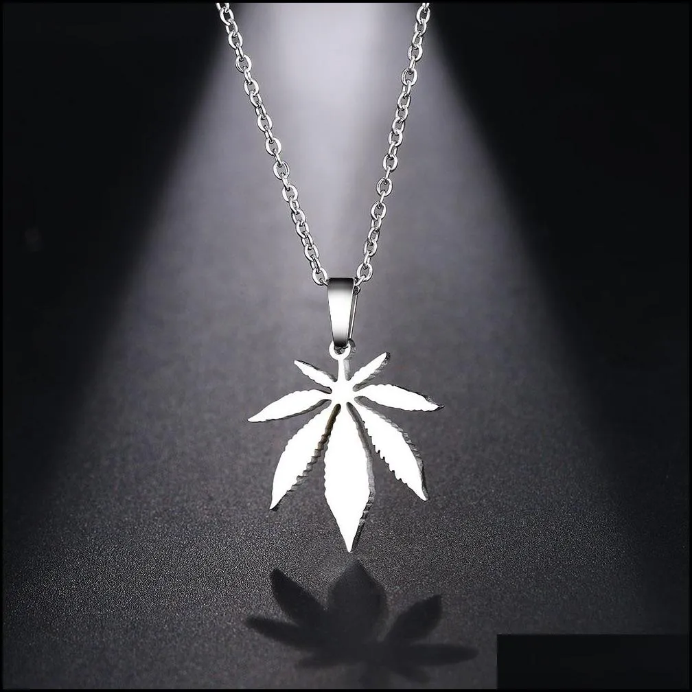 cool stainless steel leaves necklace for women man maple leaf choker pendant necklaces engagement jewelry