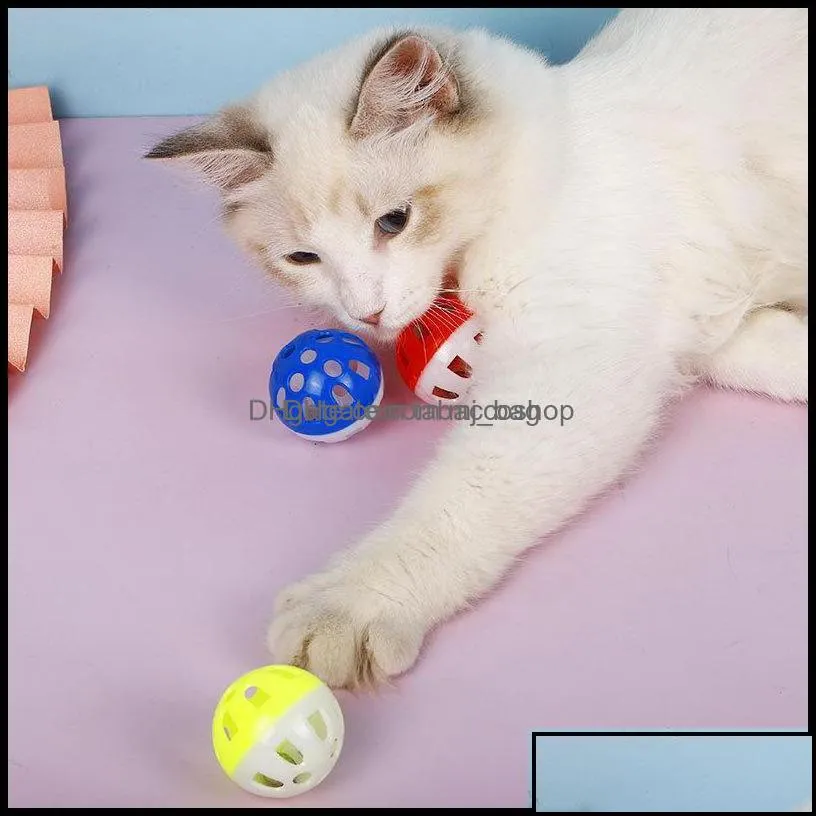 Cat Toys Supplies Pet Home Garden Hollow Plastic Colourf Ball Toy With Small Bell Lovable Voice Interactive Tinkle Puppy Playing Drop