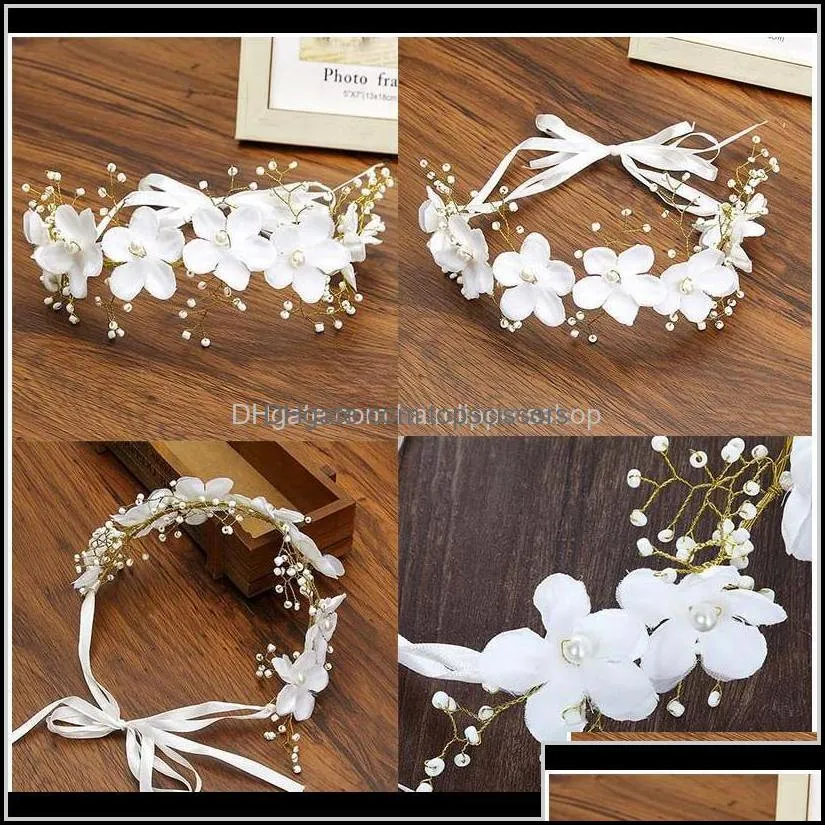 Haimeikang Handmade Slik Flower Pearl Wreath Headband Ribbon Beauty Bridal Floral Garlands Wedding Women Acc Qylogs T7Ixm Accessories