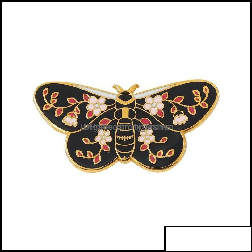 Pins Brooches Jewelry European Insect Series Butterfly Moth Shape Brooch Pin Women Animal Alloy Enamel Clothes Badge Accessories Backpack