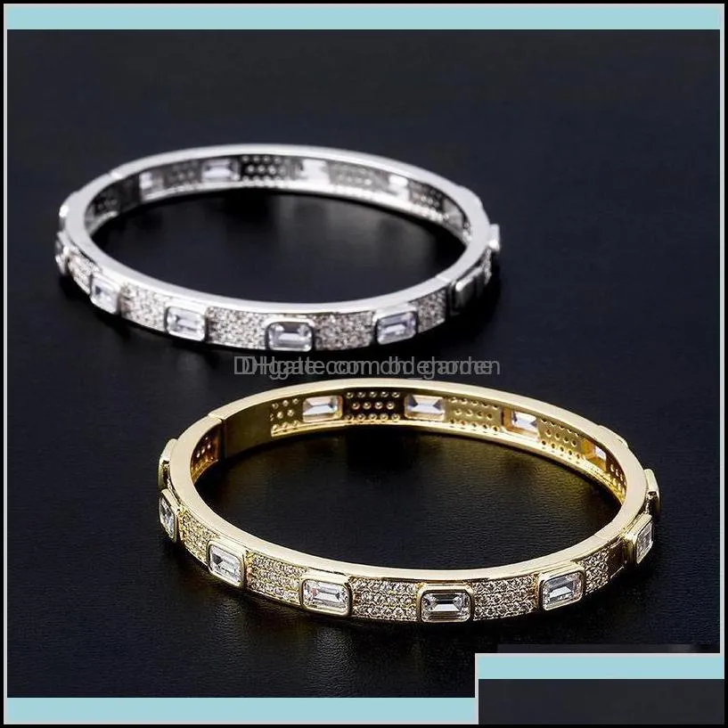 Luxury Bling Zircon Designer Hip Hop Men Women 7Mm Width 18K Gold Rhodium Plated Pzgts Charm Bracelets Ivwmy