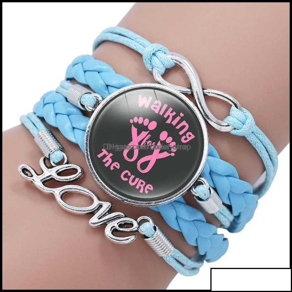Charm Bracelets Jewelry New Ribbon Breast Cancer Awareness For Women Faith Hope Cure Believe Bangle Fashion Inspirational Drop Delivery