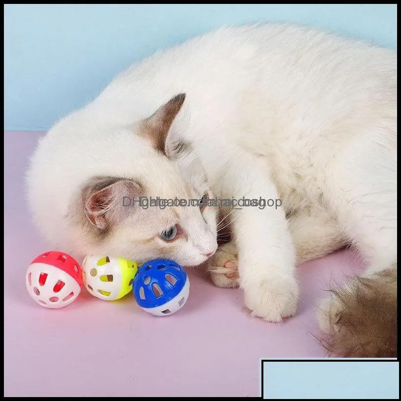 Cat Toys Supplies Pet Home Garden Hollow Plastic Colourf Ball Toy With Small Bell Lovable Voice Interactive Tinkle Puppy Playing Drop