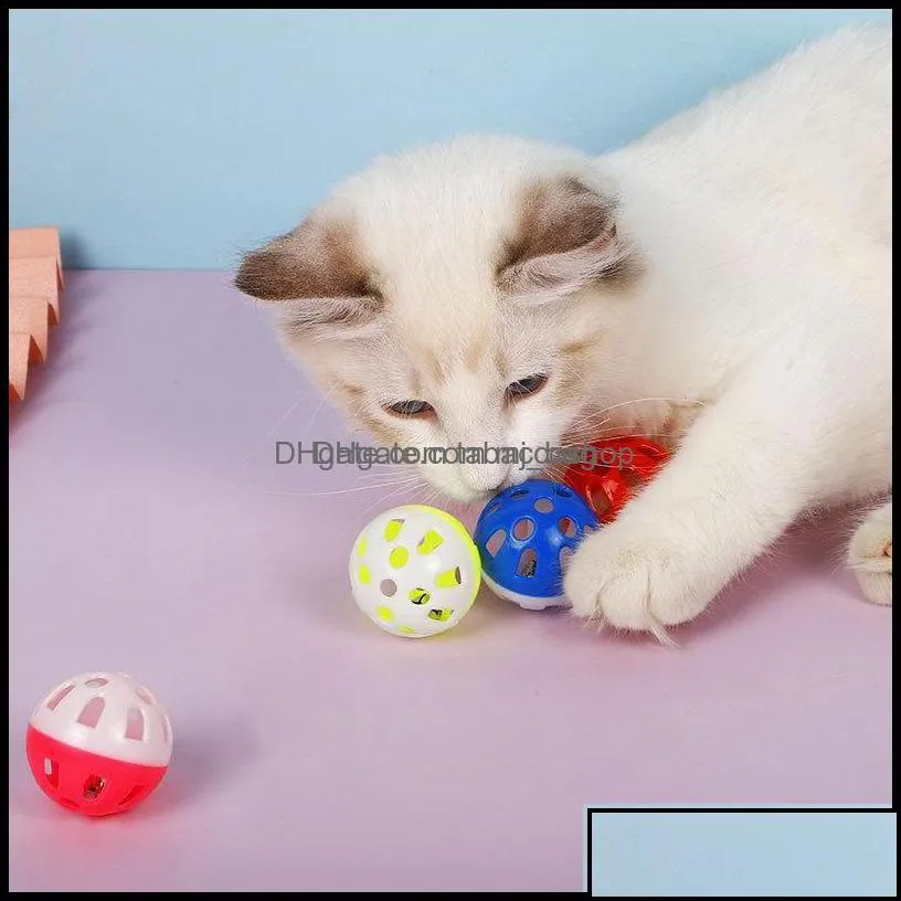 Cat Toys Supplies Pet Home Garden Hollow Plastic Colourf Ball Toy With Small Bell Lovable Voice Interactive Tinkle Puppy Playing Drop