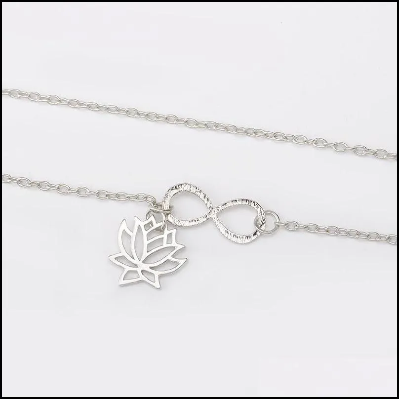 elegant infinity lotus charm pendant necklace silver gold color fashion flower jewelry nice gift for girls bohemia necklaces