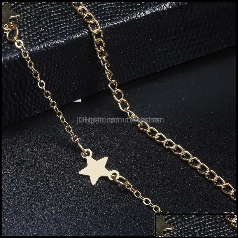 Anklets High Quality Fashion Pentagram Double-Layered Anklet Bracelet Designer Jewelry Women Drop Delivery 2021 Mjfashion Dhulx