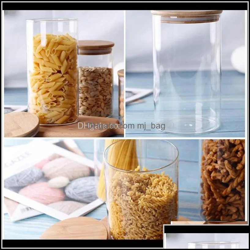 Bottles Jars Container Bamboo Lid High Borosilicate Glass Kitchen Grain Sealed Freshkeeping Box Storage Jar Wbfmm Byi4W