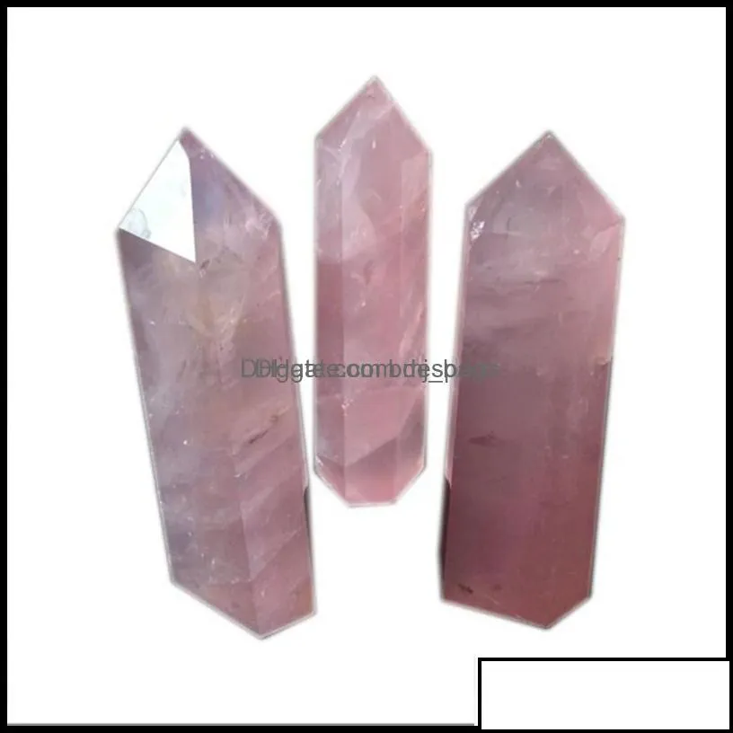 Arts And Crafts Arts Gifts Home Garden Natural Rose Quartz Crystal Tower Mineral Chakra Healing Wandsreiki Energy Stone Six-Sided Point