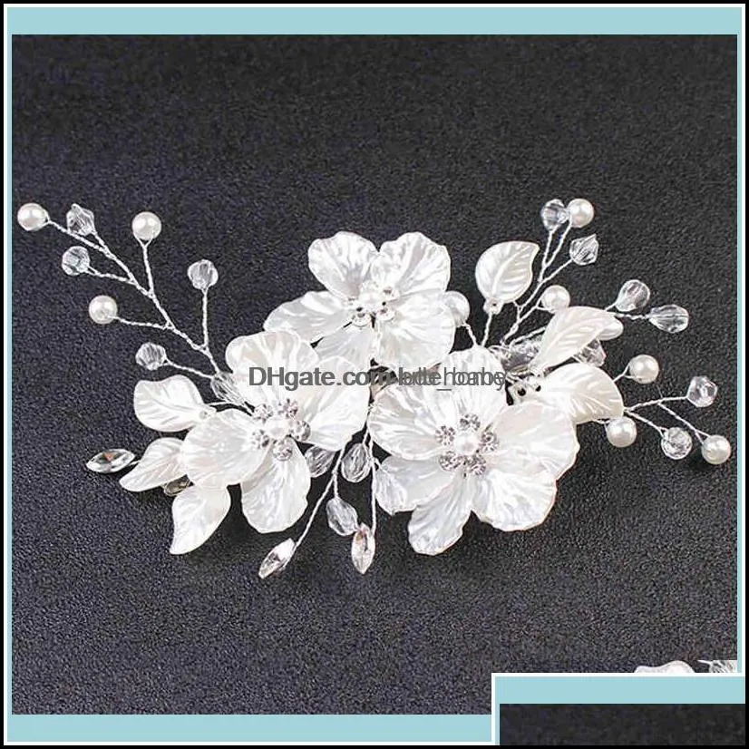 Headbands Jewelrybridal Crystal Pearl Flower Clip Floral Style Barrette Bride Jewelry Bridesmaid Wedding Hair Aessories Drop Delivery 2021