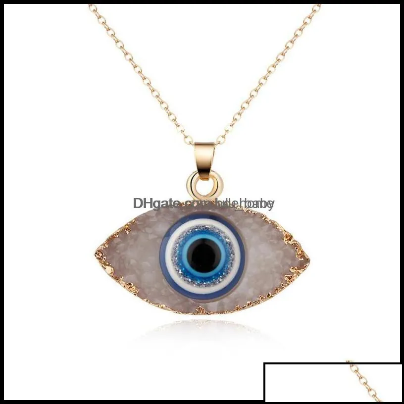 Pendant Necklaces Pendants Jewelry Simple Evil Eye Druzy Drusy Necklace Women Resin Handmade Clavicel Chains For Female Christmas