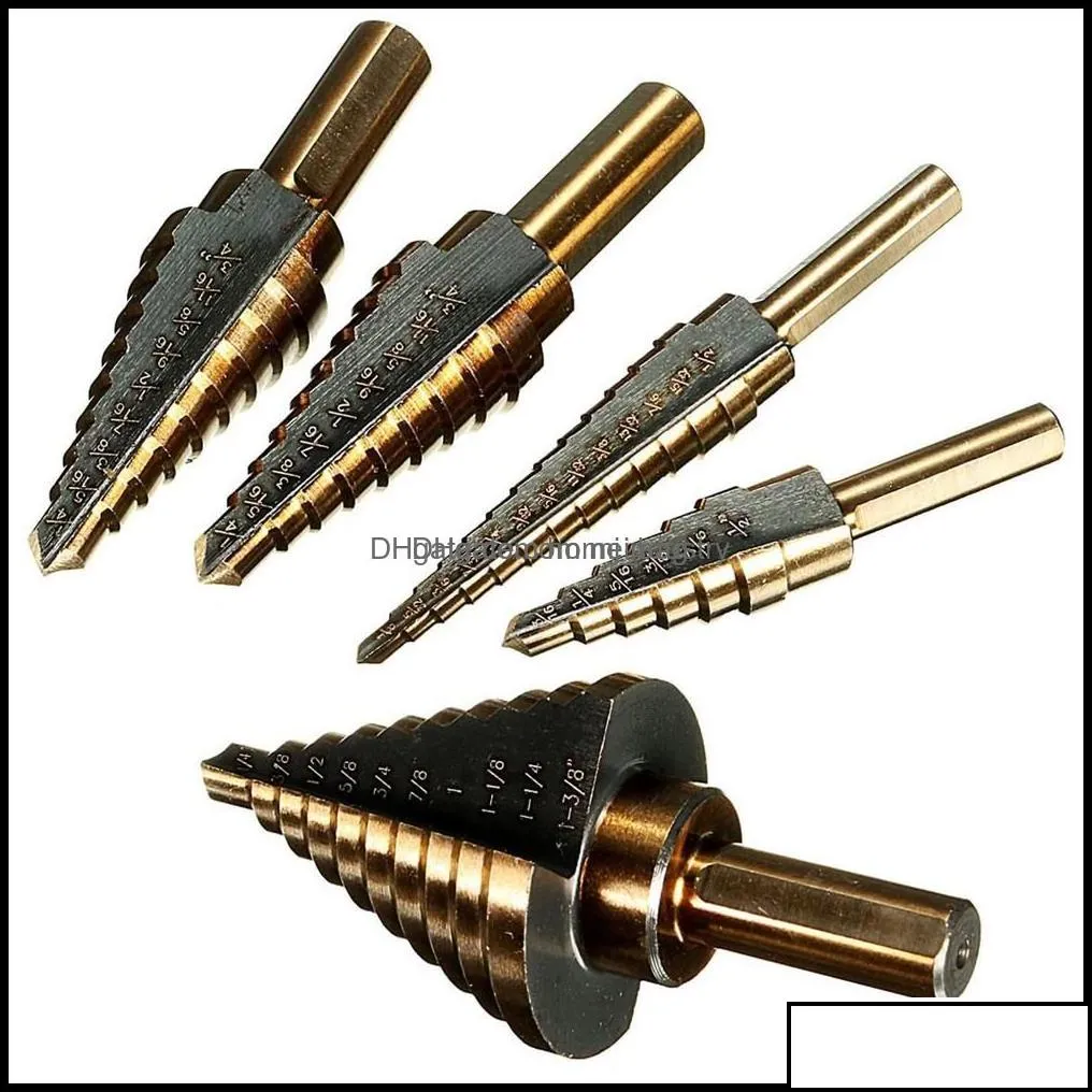 Drill Bits 5Pcs/Set Hss Cobalt Mtiple Hole 50 Size Step Drill Bit Set Coming Include Aluminum Case Arrival High Quality Dec517 Drop D