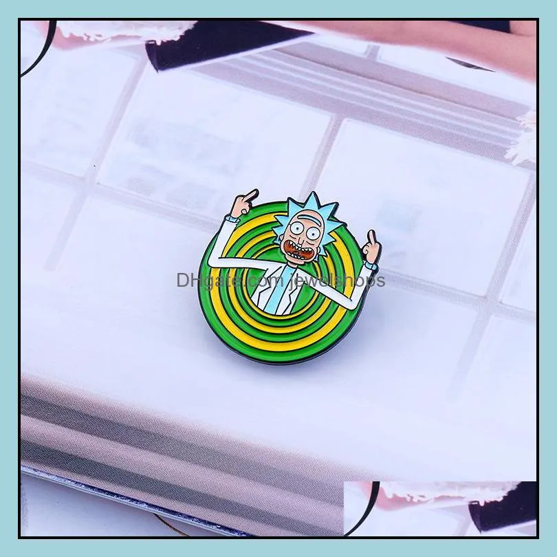 mad scientist enamel pins pickle anime cosmic adventure badges cartoon brooches lapel pin jewelry gift for women men wholesale