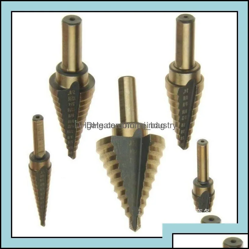 Drill Bits 5Pcs/Set Hss Cobalt Mtiple Hole 50 Size Step Drill Bit Set Coming Include Aluminum Case Arrival High Quality Dec517 Drop D