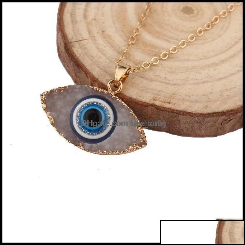 Pendant Necklaces Pendants Jewelry Simple Evil Eye Druzy Drusy Necklace Women Resin Handmade Clavicel Chains For Female Christmas