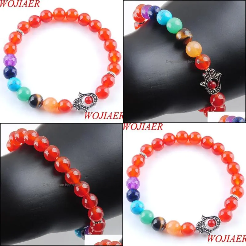 8mm natural red agate stone round beads palm strands bracelets 7 chakra healing mala meditation women jewelry k3254