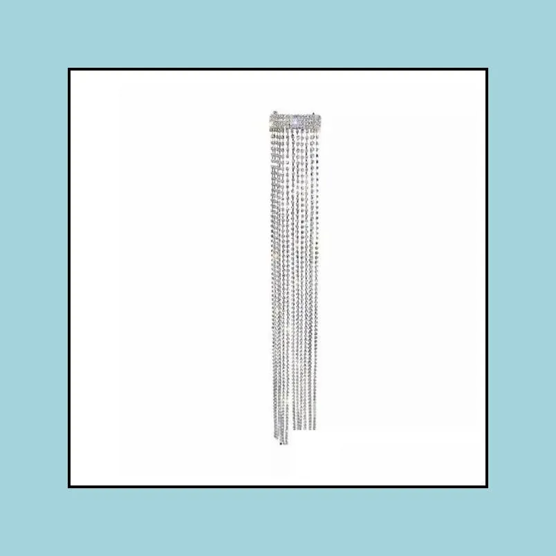 shine full rhinestone hairpins for women bijoux long tassel crystal hair accessories wedding banquet jewelry gc984