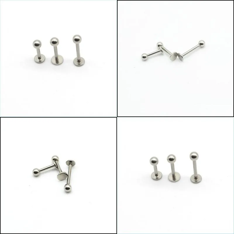 labret ring lip stud bar surgical steel 16 gauge popular body jewelry cartiliage tragus monroe piercing chin helix ball 16g
