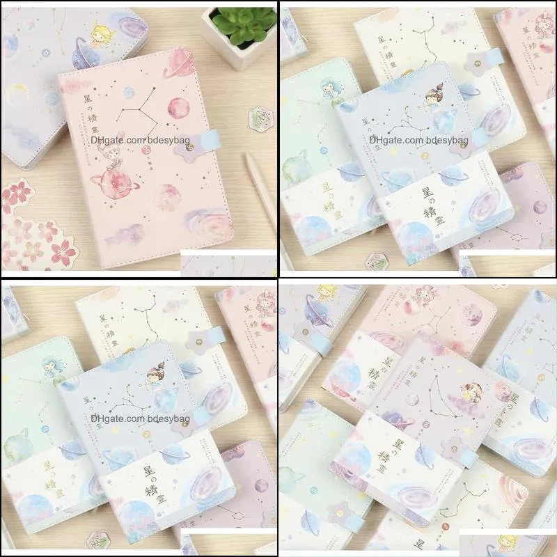 Lovely Soft Cover A5 Notebook Cartoon Grid Journal Diary Planner Agenda School Magnetic Lock Student Work Accessory Gg44 Notepads