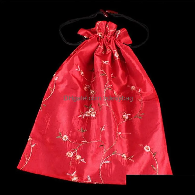 Storage Bags 200pcs Traditional Chinese Bag Embroiderd Drawstring Women Highheel Silk Shoe Pouch Purse 27*37cm1