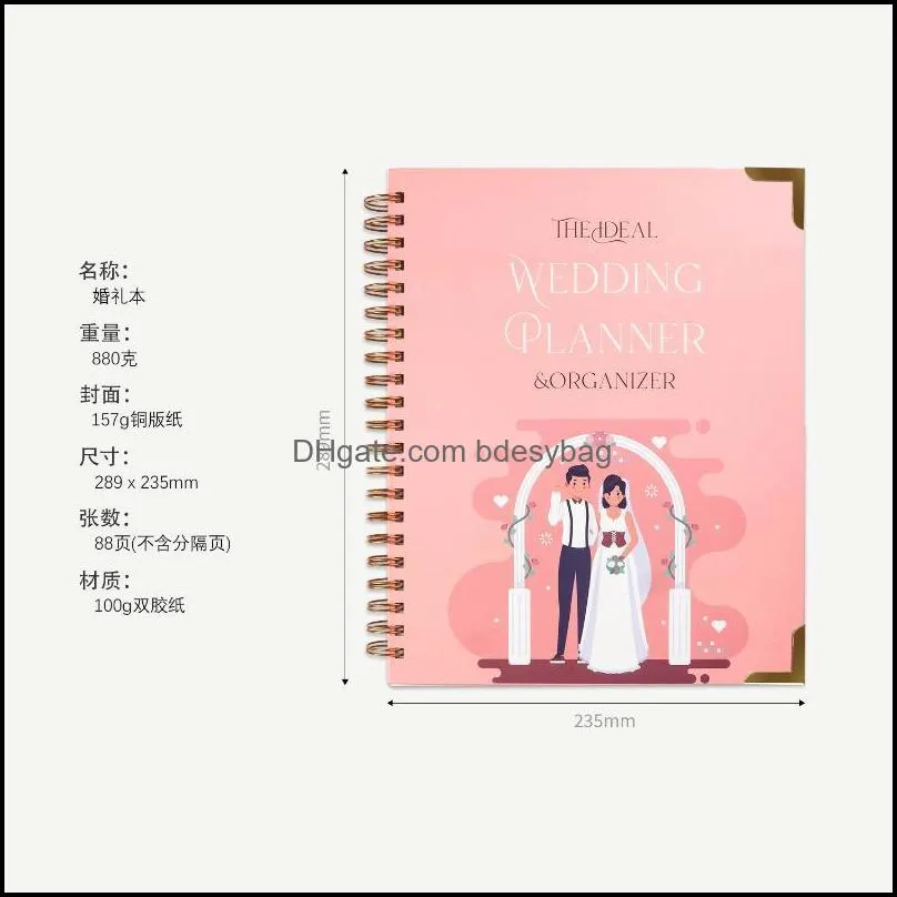 Notepads 2022 Full English Wedding Plan Book High-value Notebook A4 Schedule Planner Coil Travel Commemorative Spiralizer
