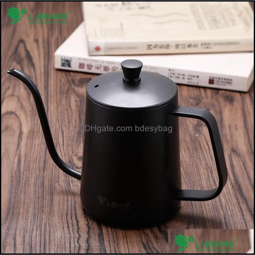 250ml/350ml/600ml Stainless Steel Teapot Drip Coffee Pot Long Spout Kettle Cup Home Kitchen Tea Tool