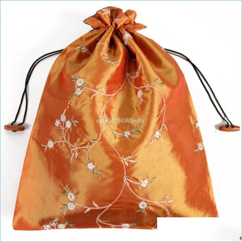 Storage Bags 200pcs Traditional Chinese Bag Embroiderd Drawstring Women Highheel Silk Shoe Pouch Purse 27*37cm1