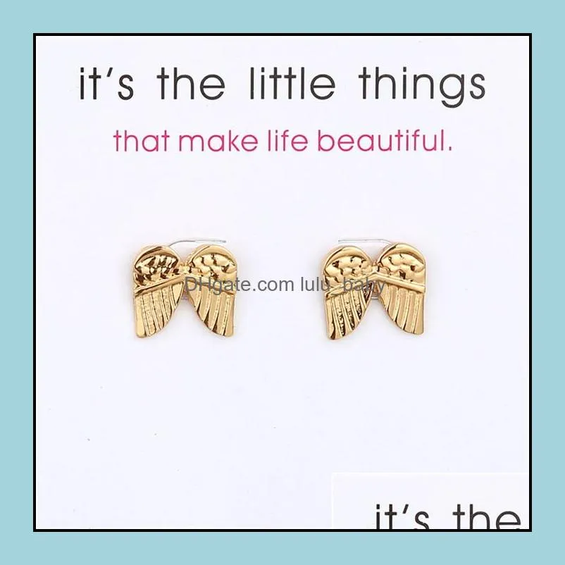 angel earrings alloy exquisite gold silver colors stud earrings women`s cute charming card jewelry gifts for girls