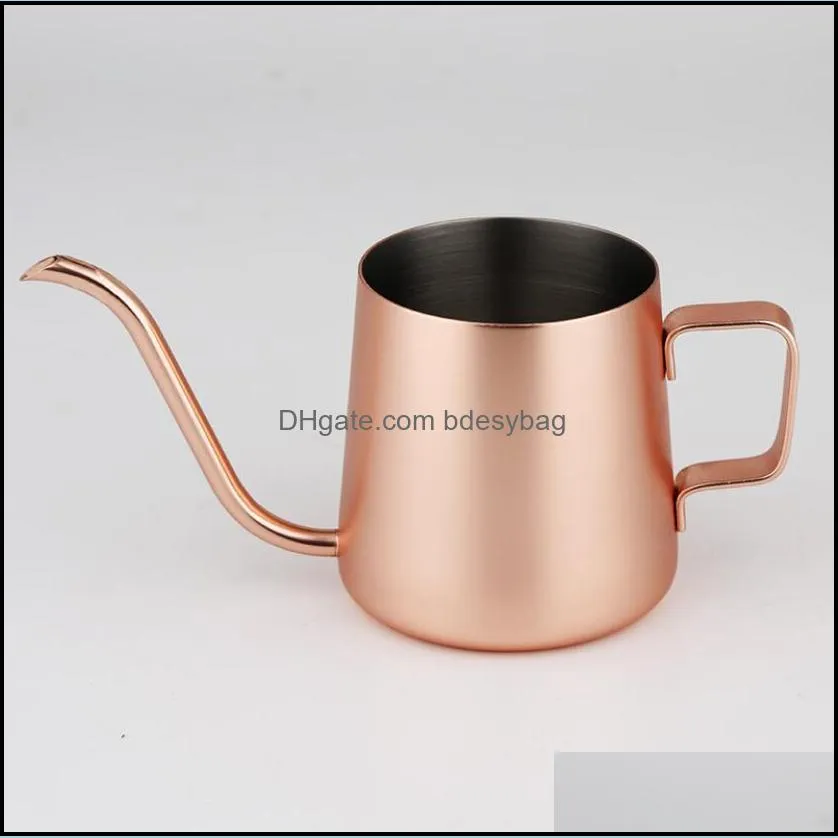 250ml/350ml/600ml Stainless Steel Teapot Drip Coffee Pot Long Spout Kettle Cup Home Kitchen Tea Tool