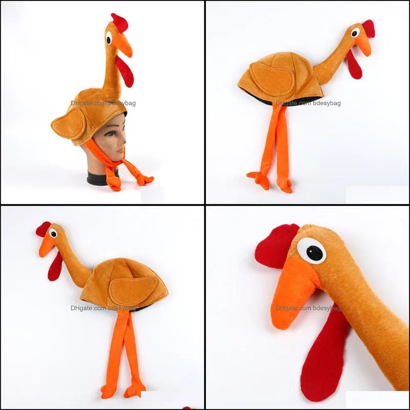 Christmas Decorations 10pcs Adult Child Cute Chicken Head Mask Plush Rooster Hat Farm Animal Bird Party Halloween Costume Accessory Gift