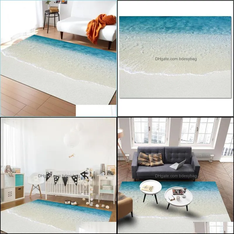 Carpets Sunshine Beach Wave Pattern For Living Room Bedroom Area Rug Kids Play Mat 3D Printed Home Large Carpet