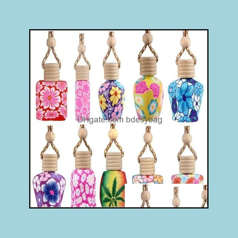 Polymer Clay Essential Oils Diffusers Car Perfume Bottle Cars Hanging Decoration Perfumes Pendant Bottles Fragrance Air Fresher