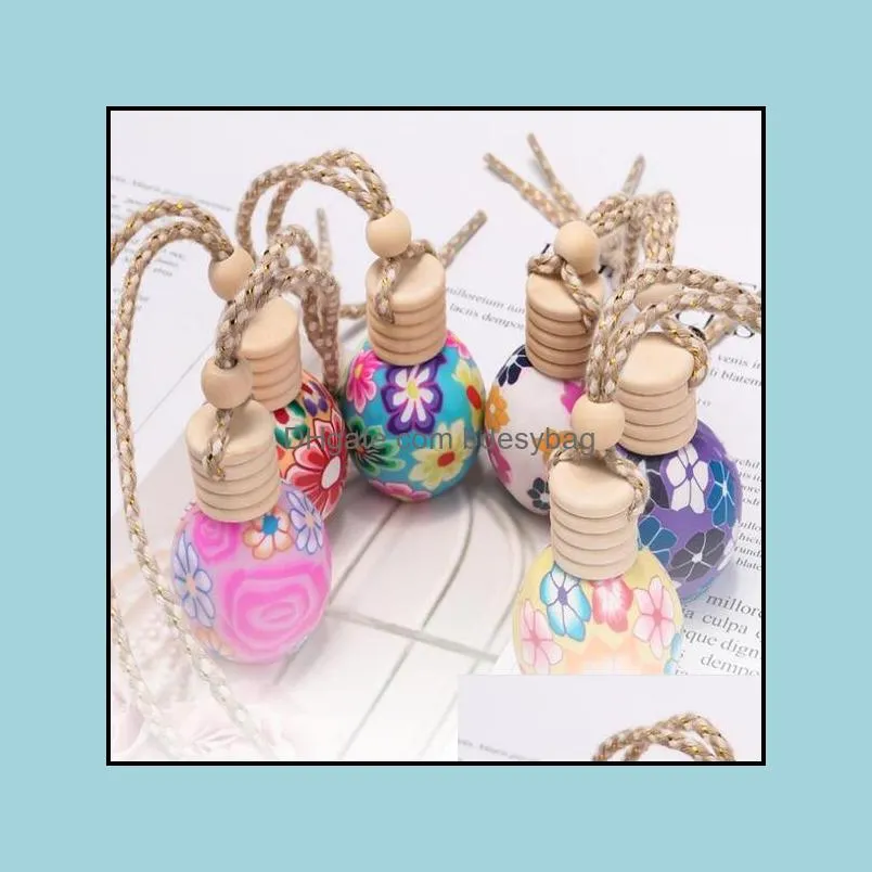 Polymer Clay Essential Oils Diffusers Car Perfume Bottle Cars Hanging Decoration Perfumes Pendant Bottles Fragrance Air Fresher