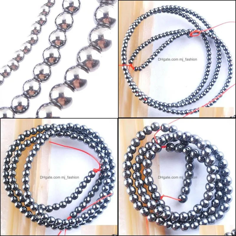 black no magnetic materials hematite stone round ball beads 2 3 4mm for diy jewelry making necklace bracelet bl305