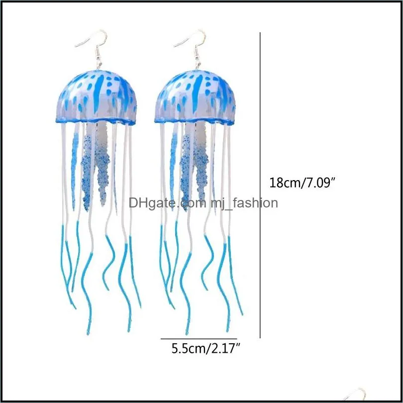 creative jellyfish dangle earring for women exaggerated long tassel unique drop earrings ocean jellyfish marine life holiday jewelry