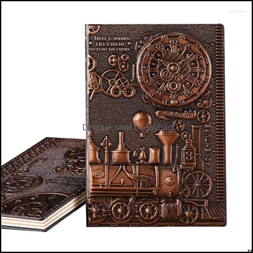 Retro Notebook Handmade Hardcover Pu European Relief Diary Printing Decoration Exquisite Book Gift