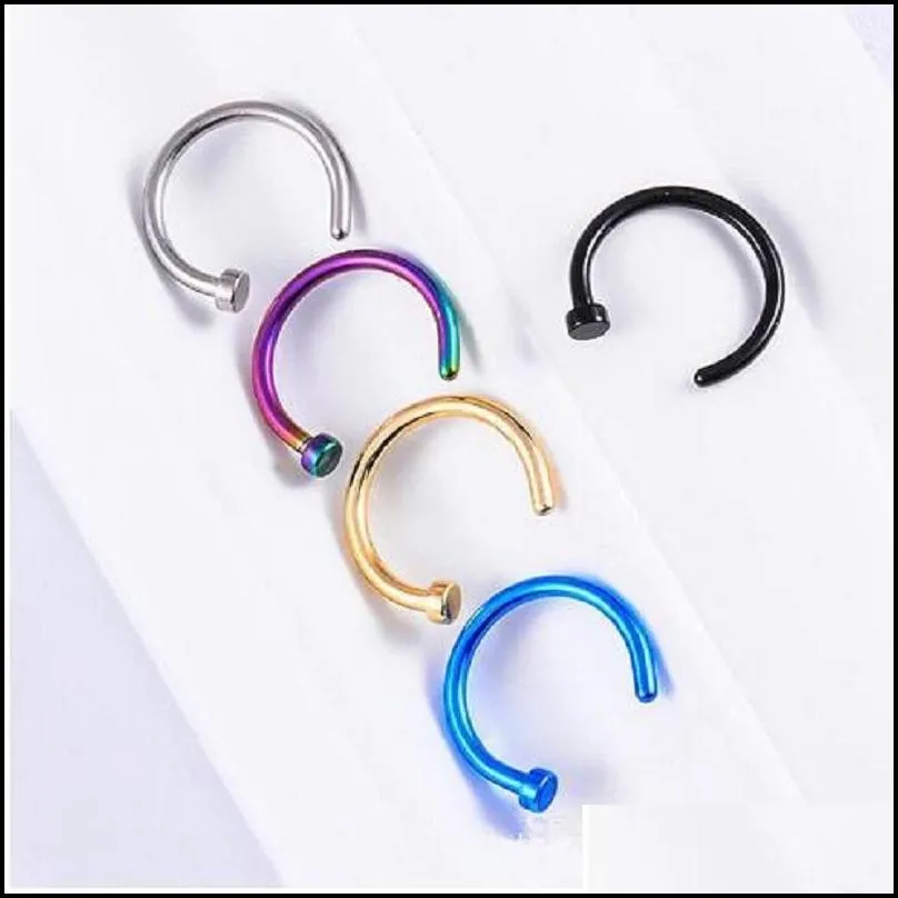 trendy nose rings body piercing jewelry fashion stainless steel open hoop ring earring studs fake noserings non piercingrings