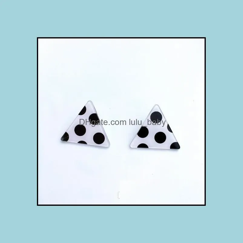 lovely korean fashion black white wave point ear studs acrylic simple good friend heart earrings nice gift cute dot stud