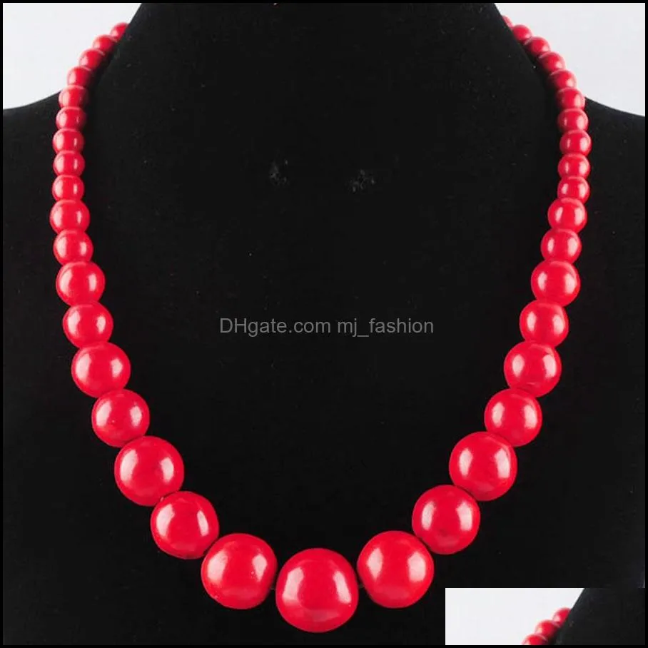 women jewelry necklaces natural gem stone white red blue turquoise graduated round beads strand 19 inches bf313