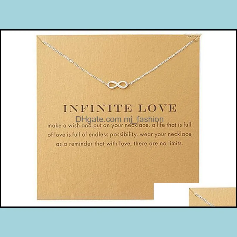 choker necklaces with card gold silver eight pendant necklace for fashion women jewelry infinite love