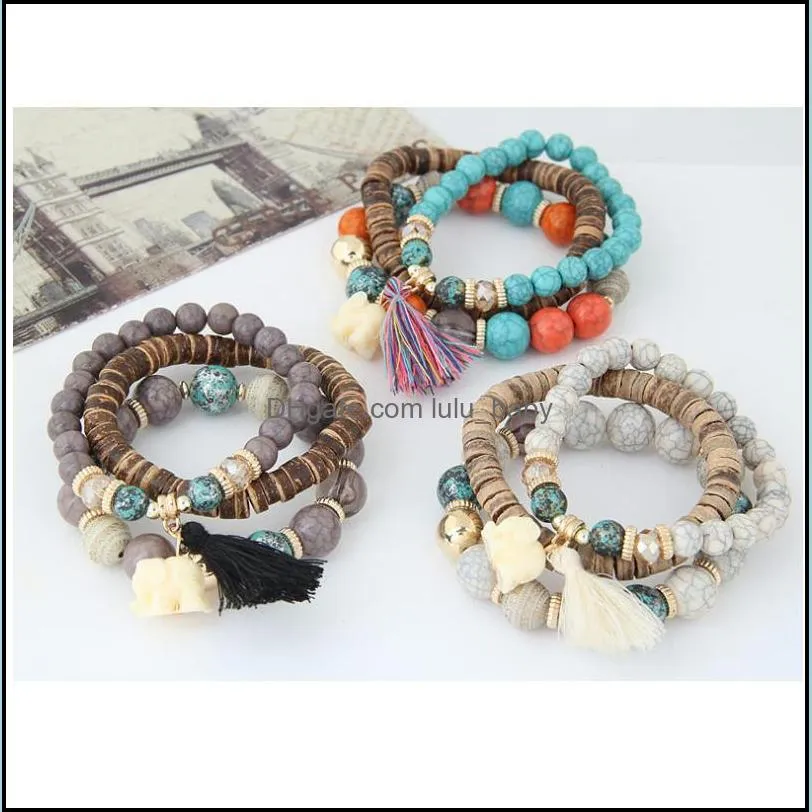 20pcs/lot bohemian beaded bracelets for women girls multilayer stretch stackable bracelet bangle multicolor beach boho jewelry