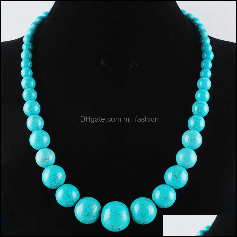 women jewelry necklaces natural gem stone white red blue turquoise graduated round beads strand 19 inches bf313