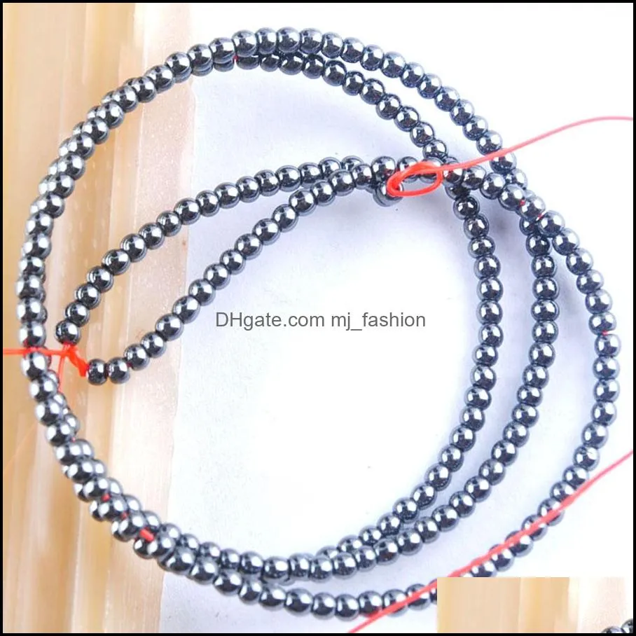 black no magnetic materials hematite stone round ball beads 2 3 4mm for diy jewelry making necklace bracelet bl305