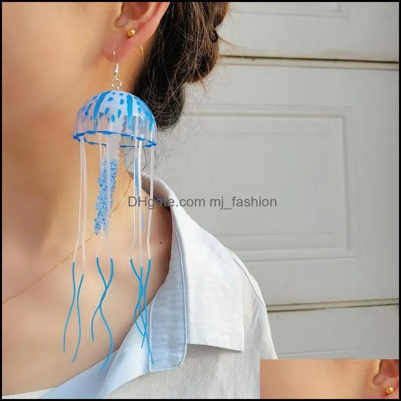 creative jellyfish dangle earring for women exaggerated long tassel unique drop earrings ocean jellyfish marine life holiday jewelry