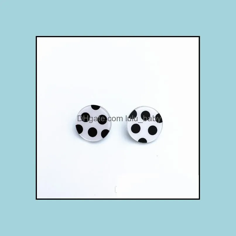 lovely korean fashion black white wave point ear studs acrylic simple good friend heart earrings nice gift cute dot stud