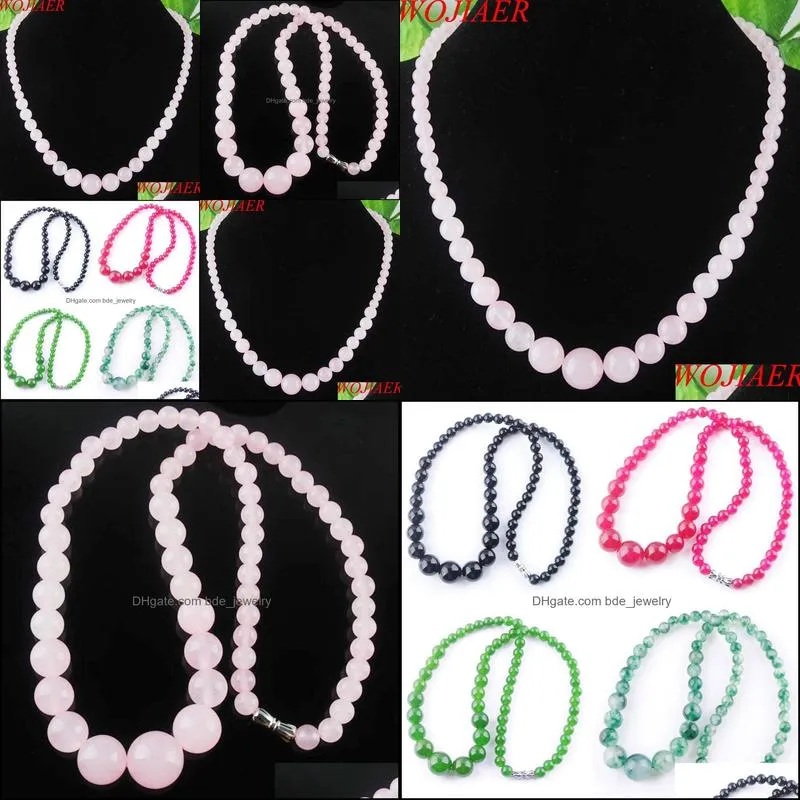 pink rose quartz gem stone 6-14mm graduated round beads women necklace 17.5 inches strand jewelry f3004