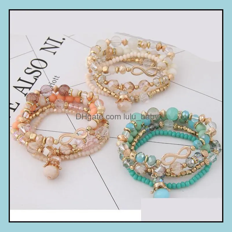 20pcs/lot wholesale multilayer stretch stackable bracelet bangle bohemian beaded bracelets for women girls multicolor beach boho