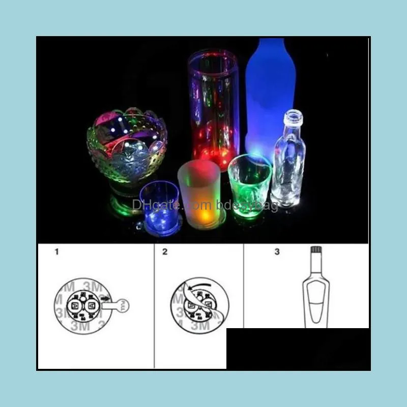 Blinking Glow LED Bottle Sticker Coaster Lights Flashing Cup Mat For Christmas Party Wedding Bar Vase Decoration Light