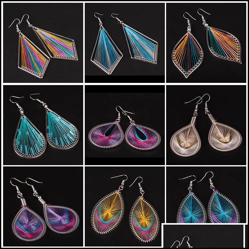 handmade colorful silk thread dangle earrings for women diy bohemian creative ethnic earrings for women girls party jewelry